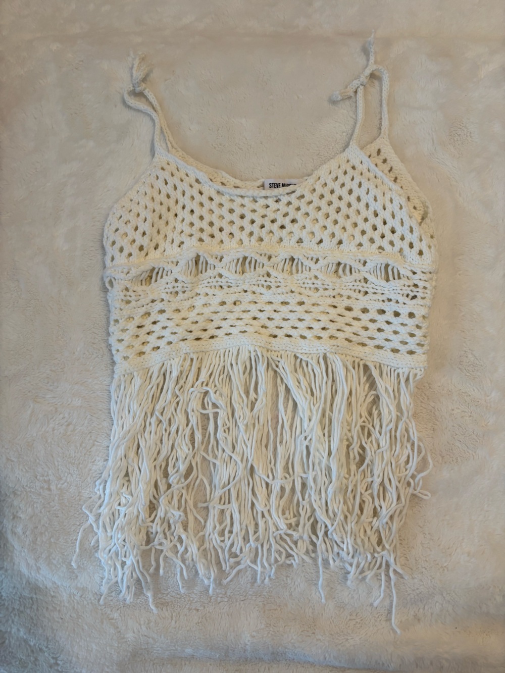 Steve Madden Ivory Crochet Tie-Front Vest